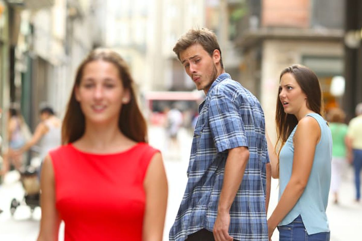 Distracted Boyfriend meme about Latico Leathers