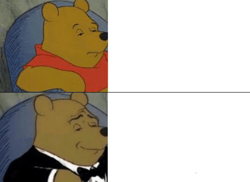 Tuxedo Winnie The Pooh meme about Latico Leathers
