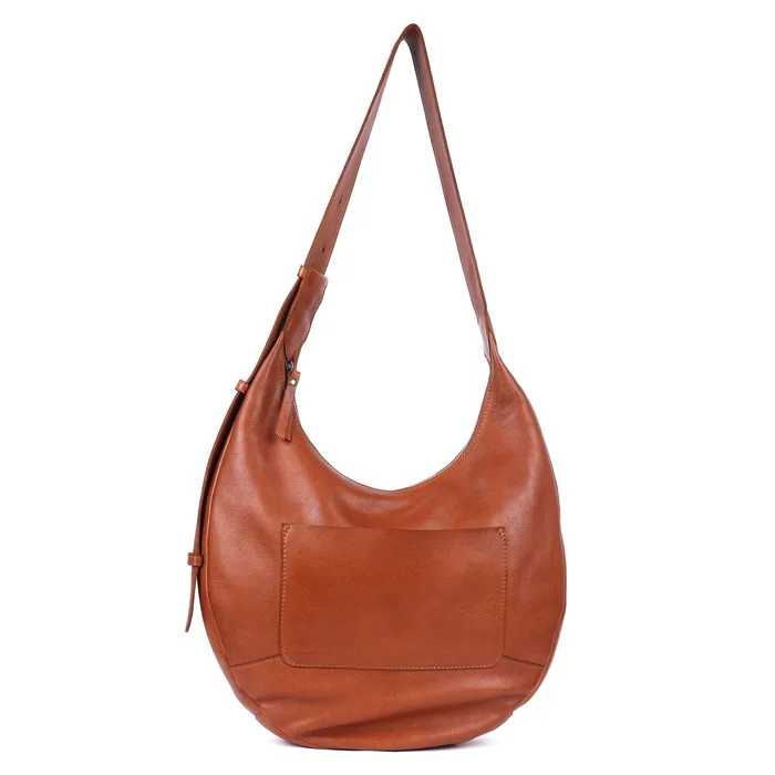 Marcel Stain-Washed Leather Shoulder Bag in cognac.