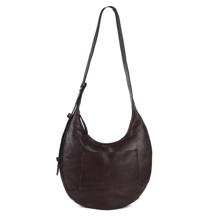 Rio Stain-Washed Leather Crossbody Bag in brown.