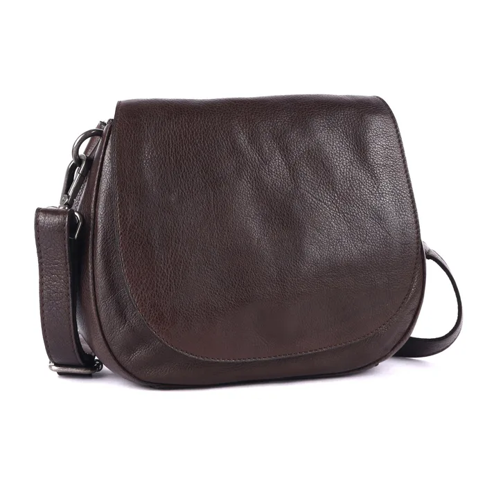 Ridge Stain-Washed Leather Crossbody Bag in brown.